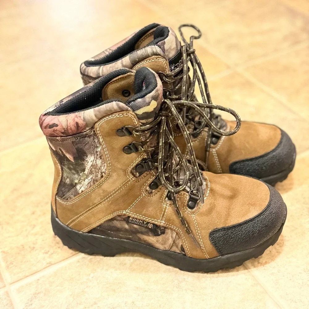 Rocky Kids Outdoor Brown Camo 800g Thinsulate Waterproof Boots FQ0003710 Size 4M